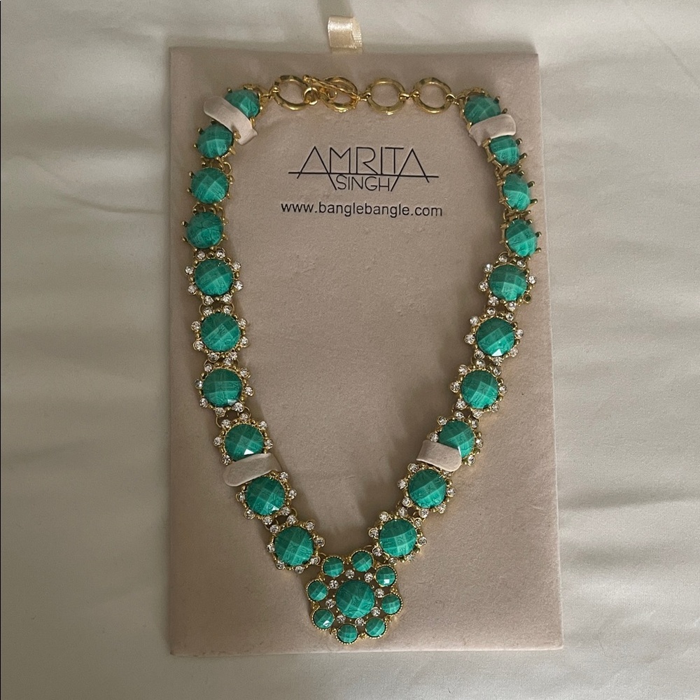 Amrita Singh Teal and Gold Statement Necklace